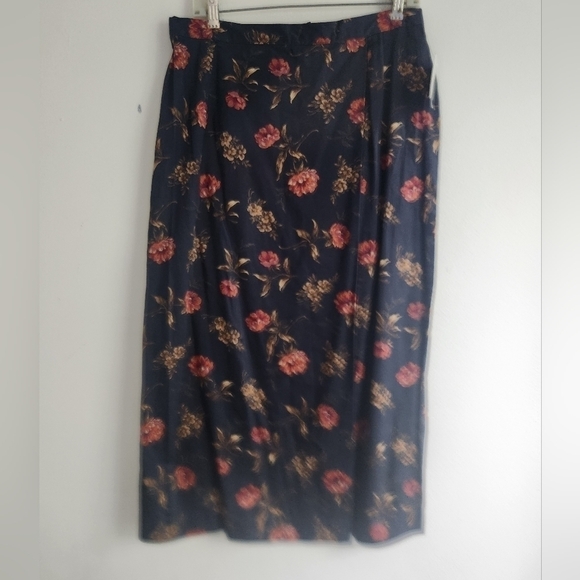 NWT Karen Scott Blue w/Mulitcolor Floral 100% Cotton Faux Wrap Maxi Skirt sz 16 - Picture 1 of 7